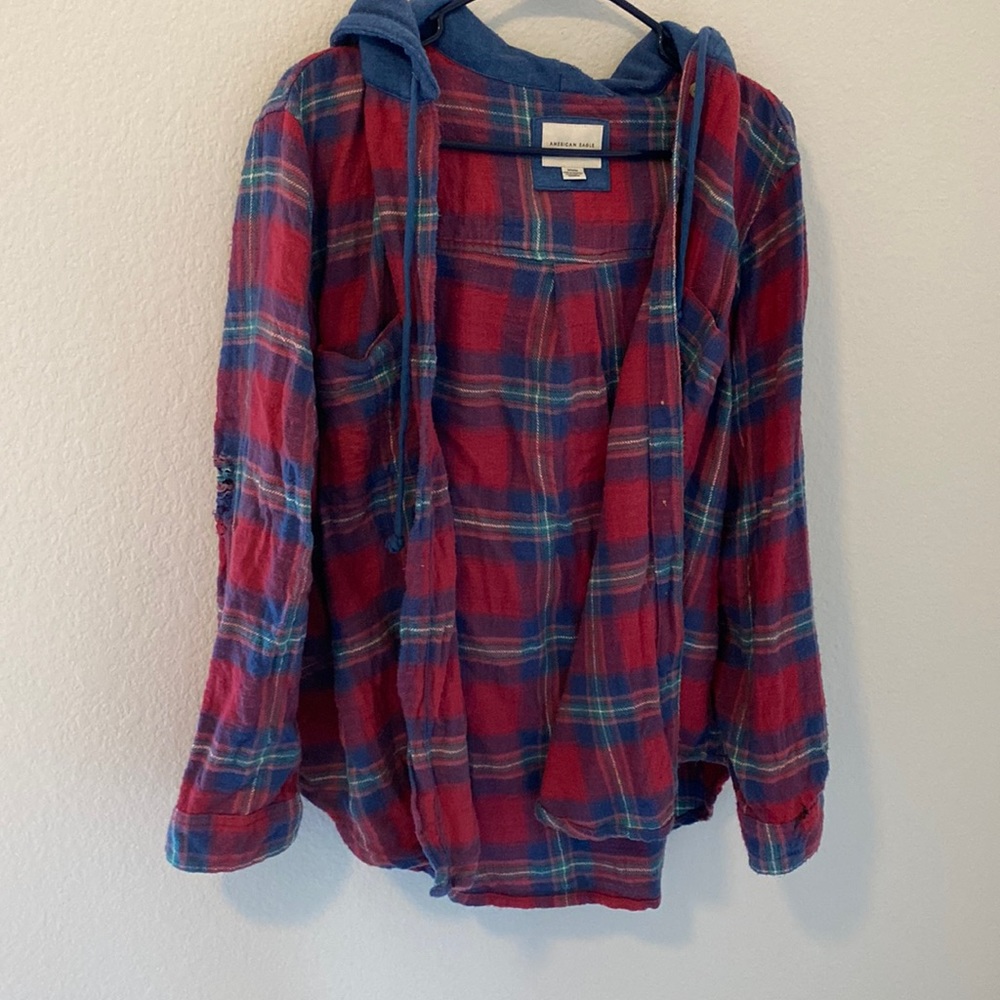 Good condition. Flannel jacket with hood. American Eagle